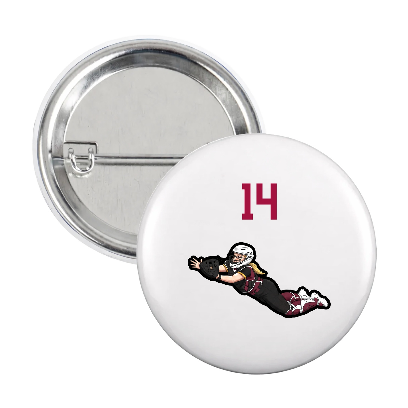 Game Day Button — Number Top in White
