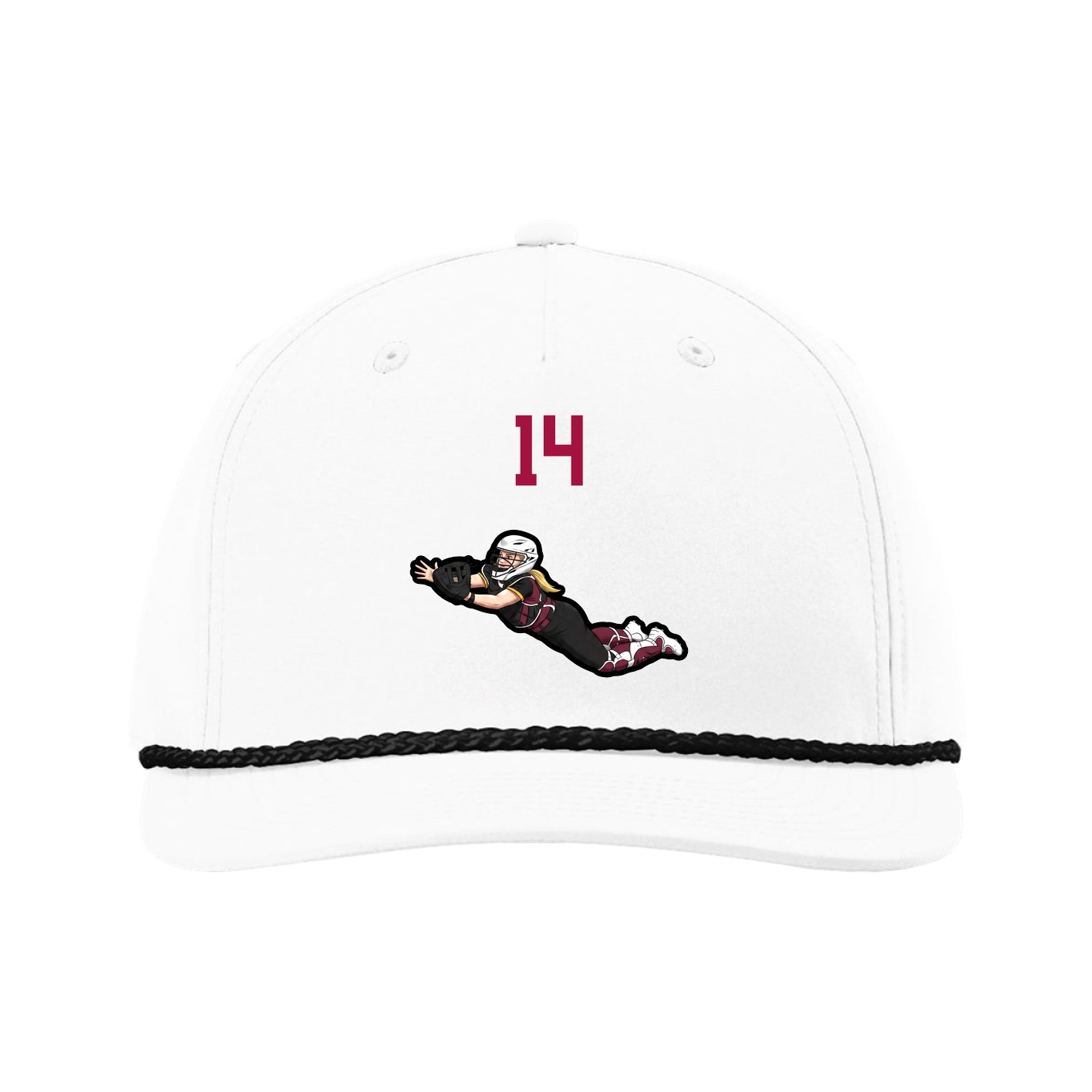 Five-Panel Classic Rope Cap — Number Top in White
