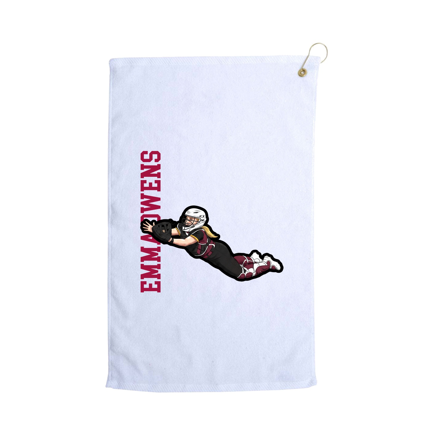 Golf Towel — Name Vertical in White