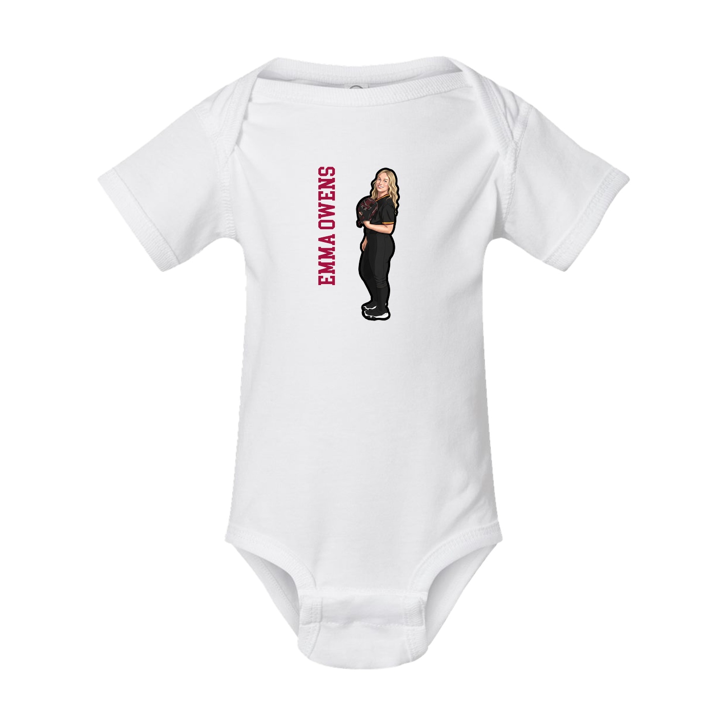 Baby Onesie — Name Vertical in White