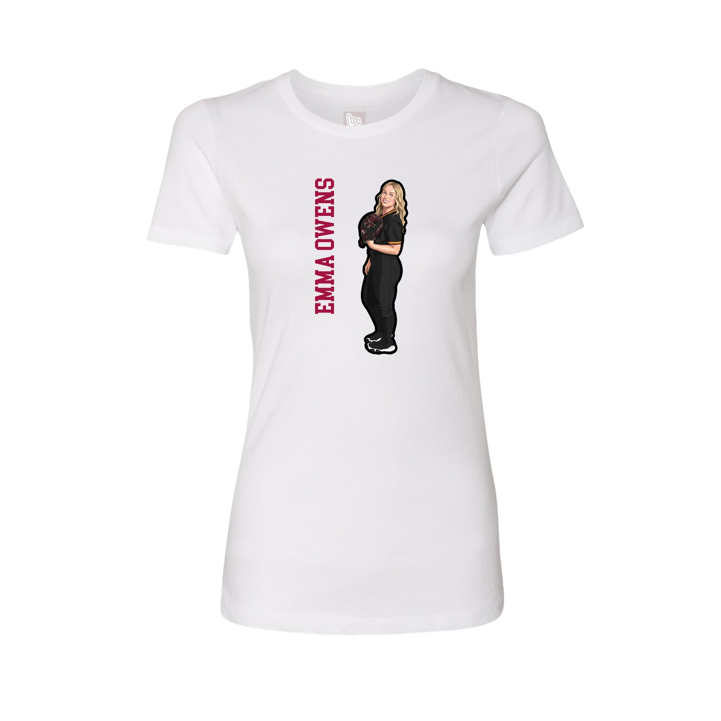 Fitted Women's Tee — Name Vertical in White