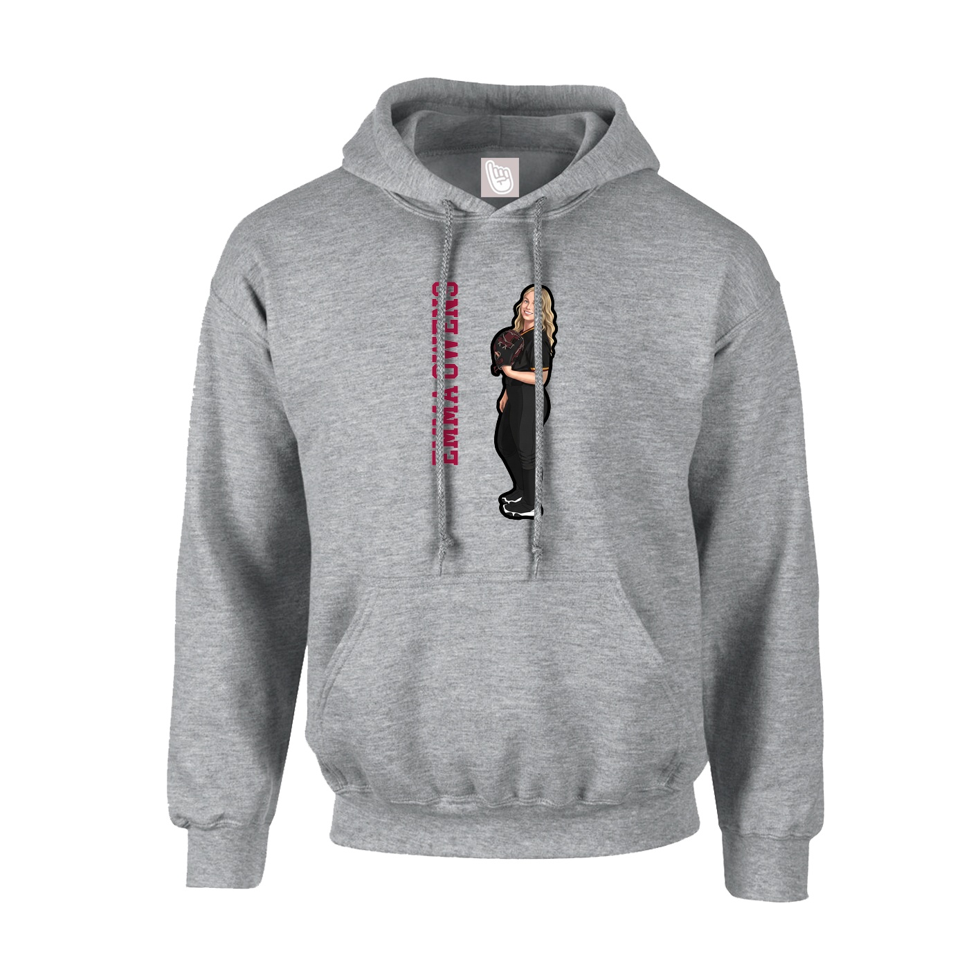 Youth Hoodie — Name Vertical in Grey