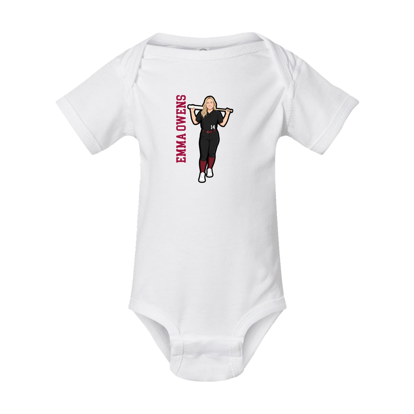 Baby Onesie — Name Vertical in White