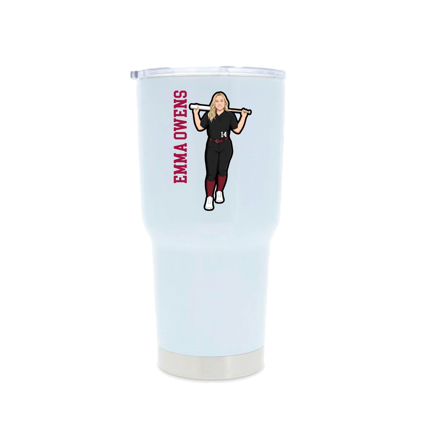 30oz Stainless Steel Tumbler — Name Vertical in White