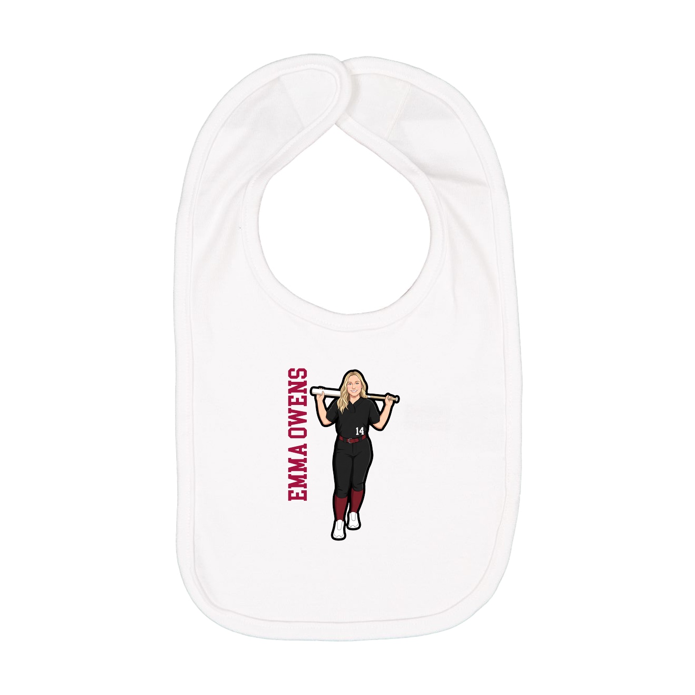 Infant Bib — Name Vertical in White