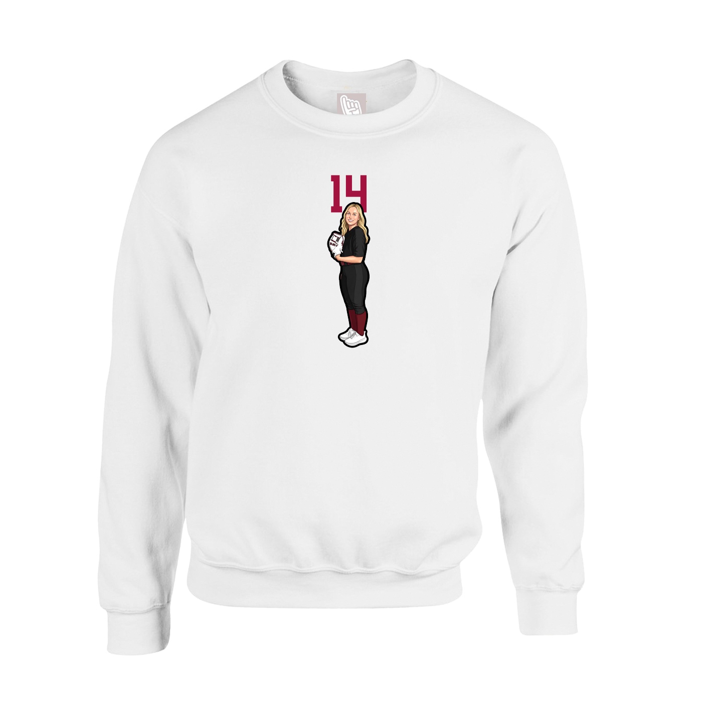 Fleece Crew — Number Top in White