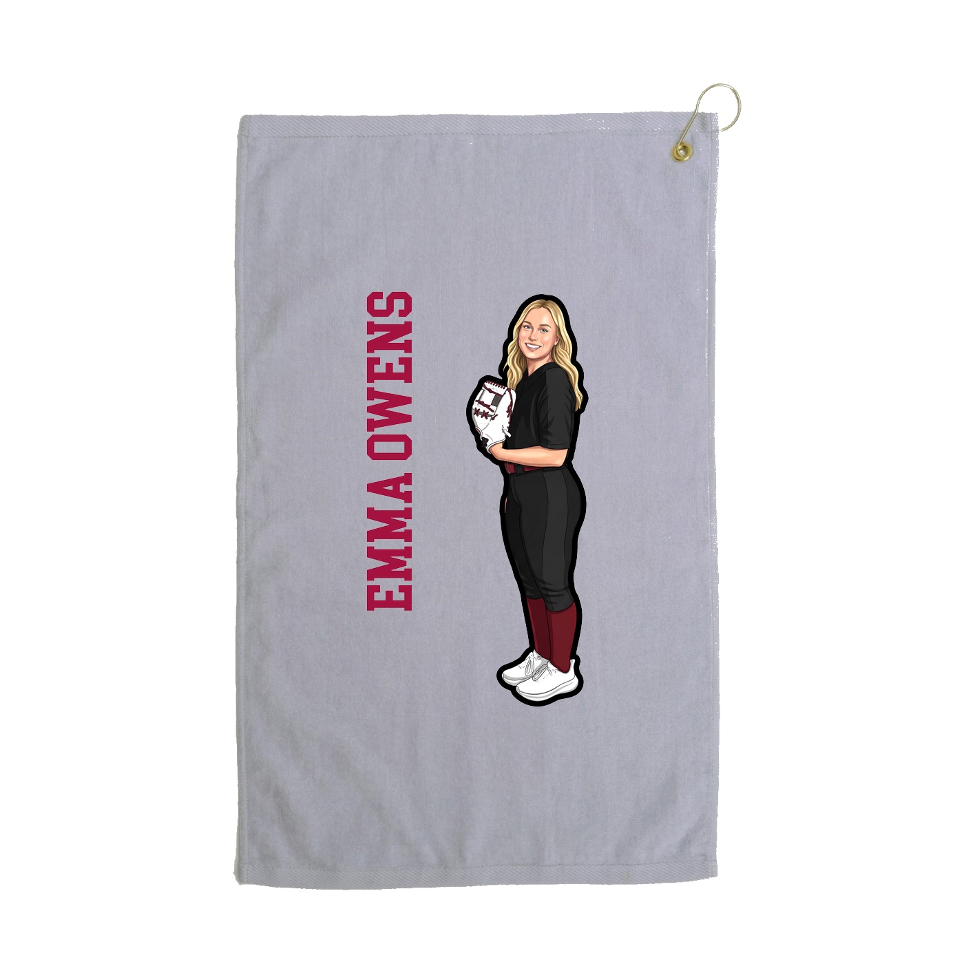 Golf Towel — Name Vertical in Grey
