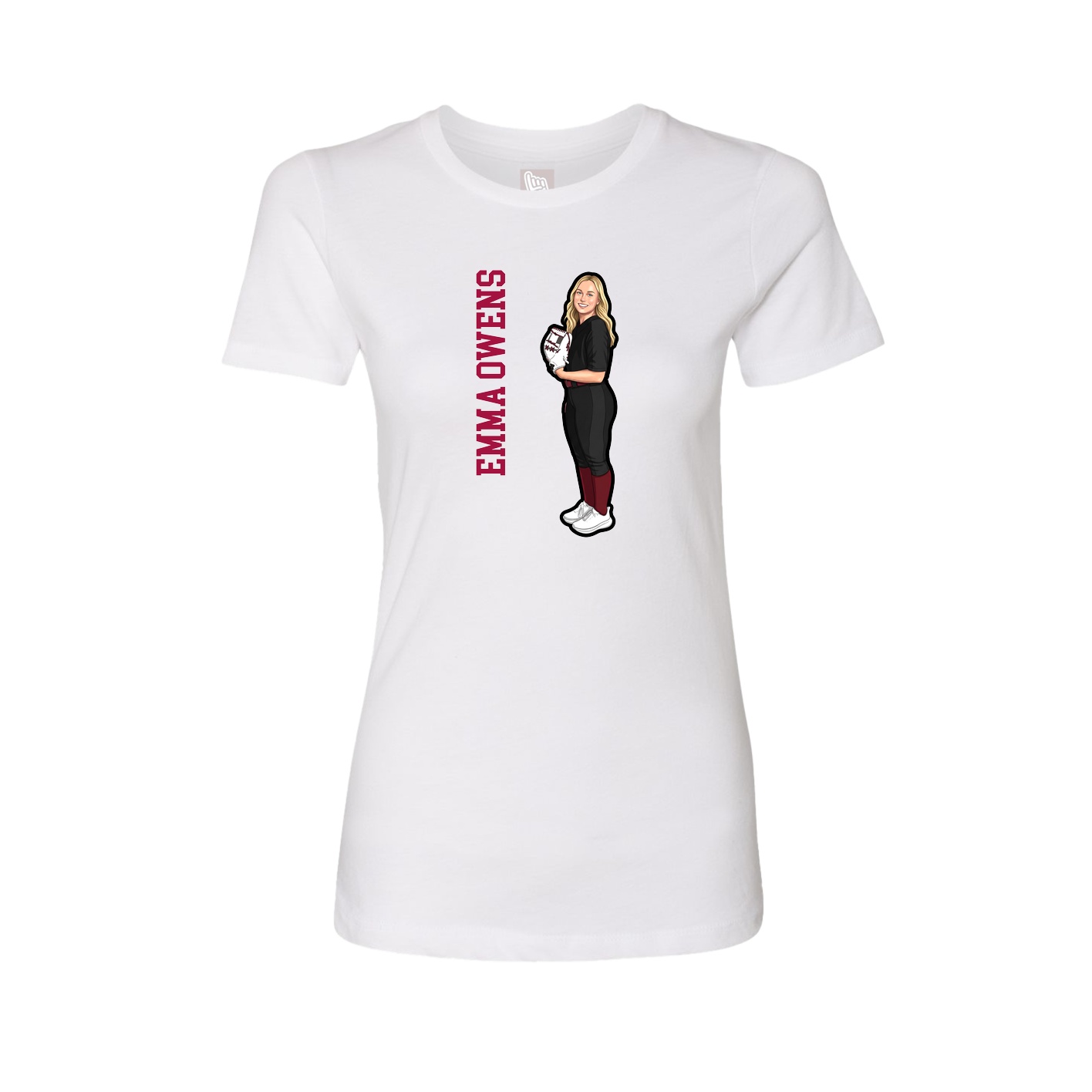 Fitted Women's Tee — Name Vertical in White