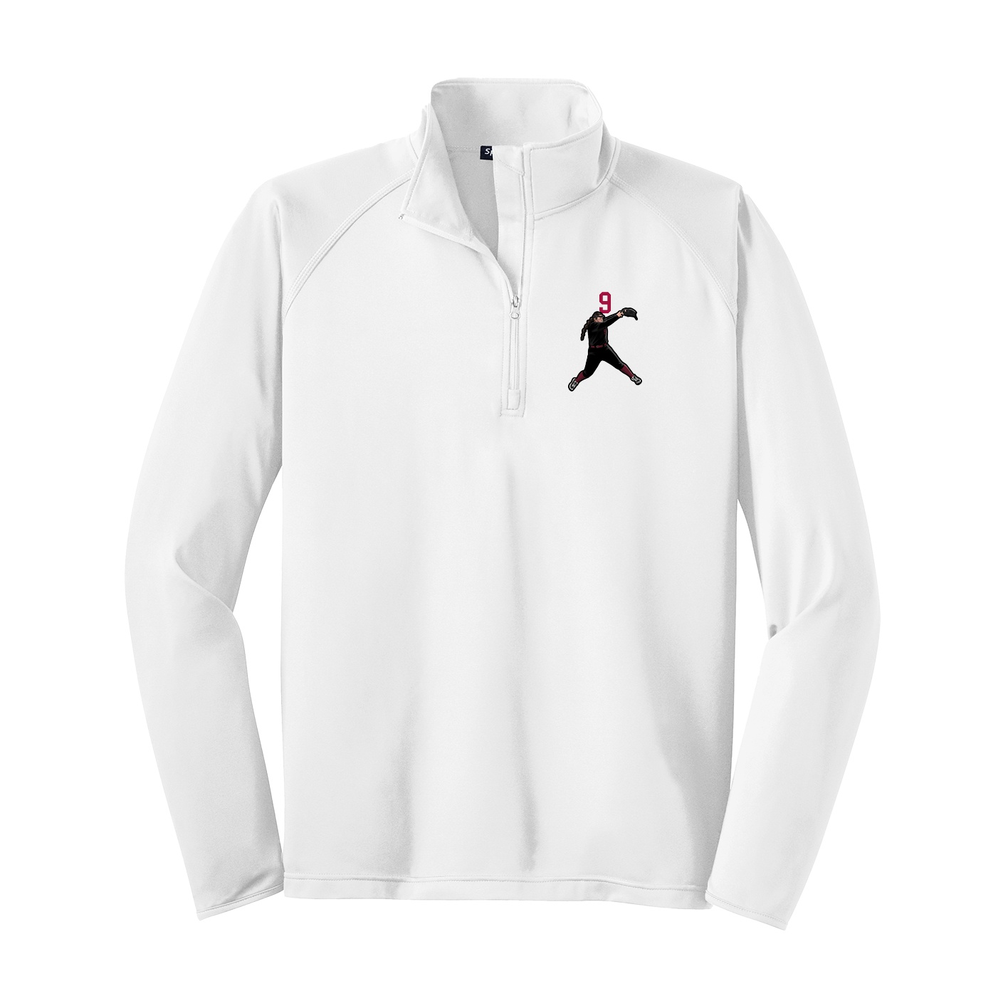 Q-Zip Pullover — Number Top in White