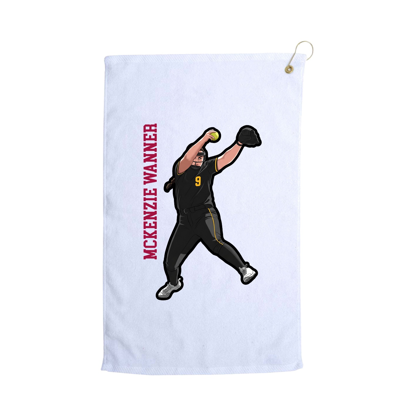 Golf Towel — Name Vertical in White