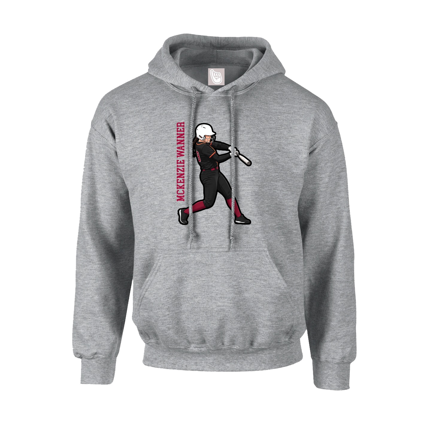 Hoodie — Name Vertical in Grey