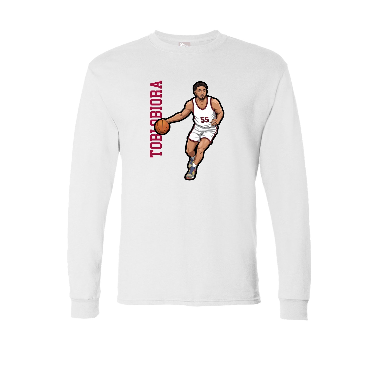 Long Sleeve Tee — Name Vertical in White