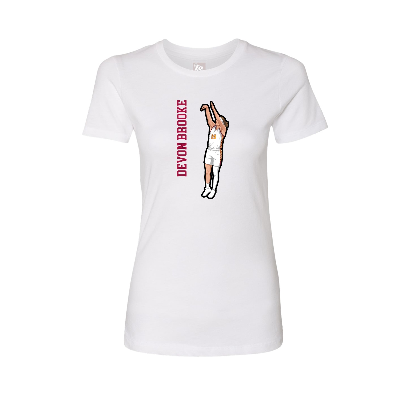 Fitted Women's Tee — Name Vertical in White
