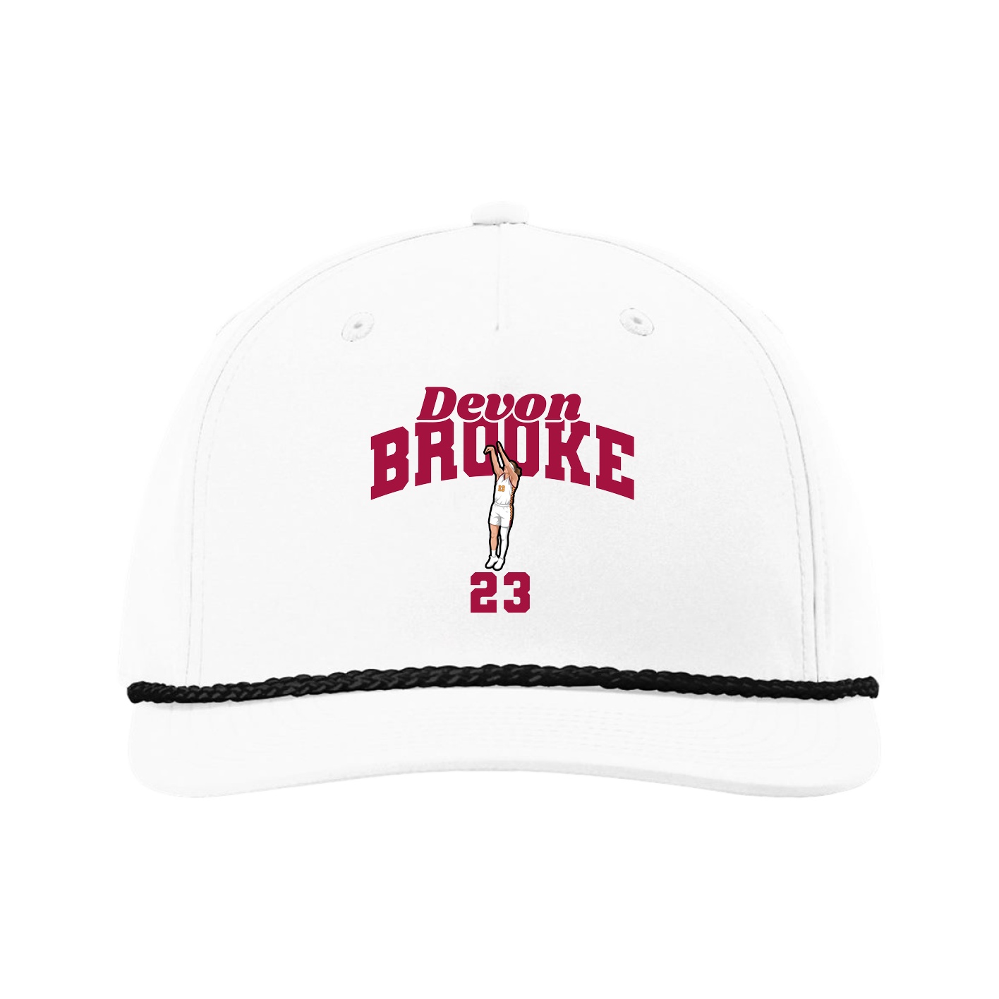 Five-Panel Classic Rope Cap — Signature Arch in White