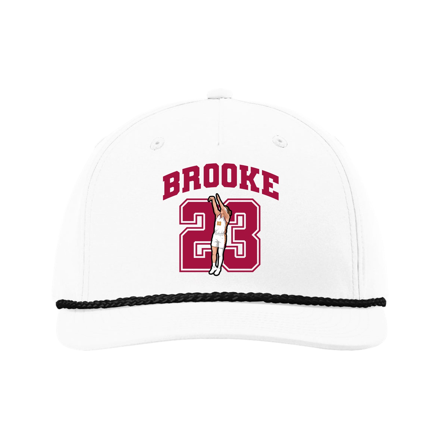 Five-Panel Classic Rope Cap — Number in White