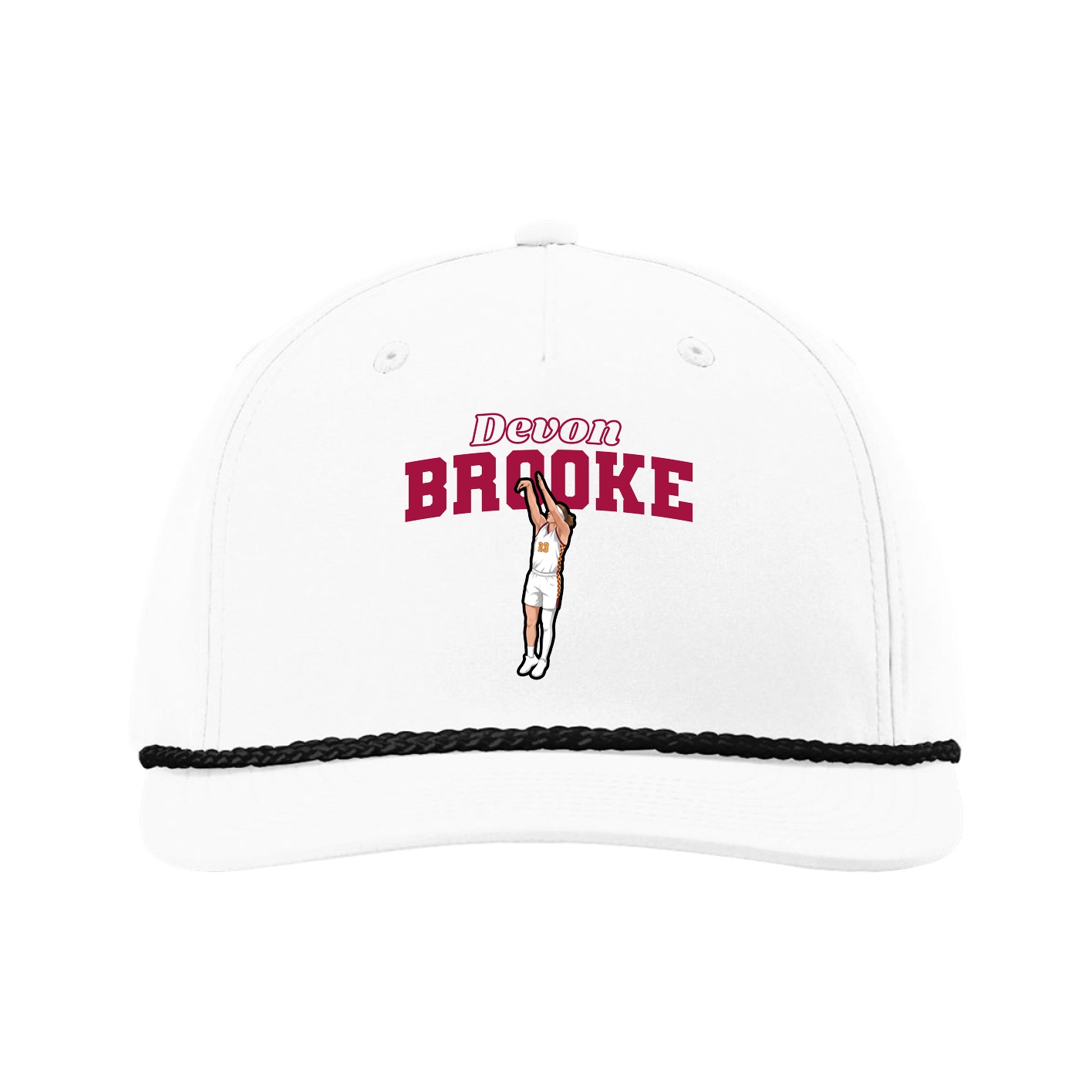 Five-Panel Classic Rope Cap — Name Arch in White