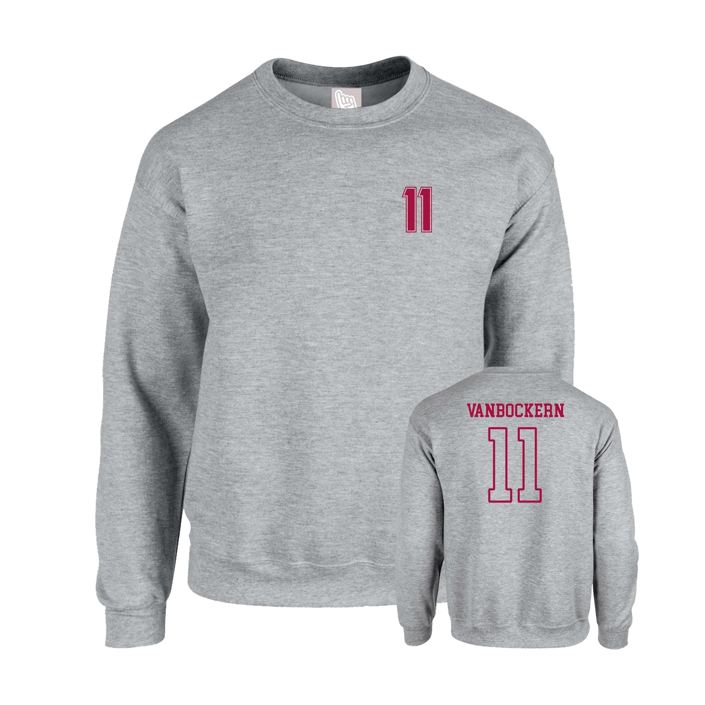 Fleece Crew — Chest Back in Grey
