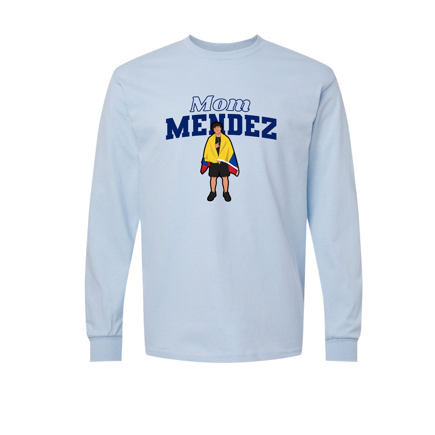 Long Sleeve Tee — Mothers Day Block in Light Blue