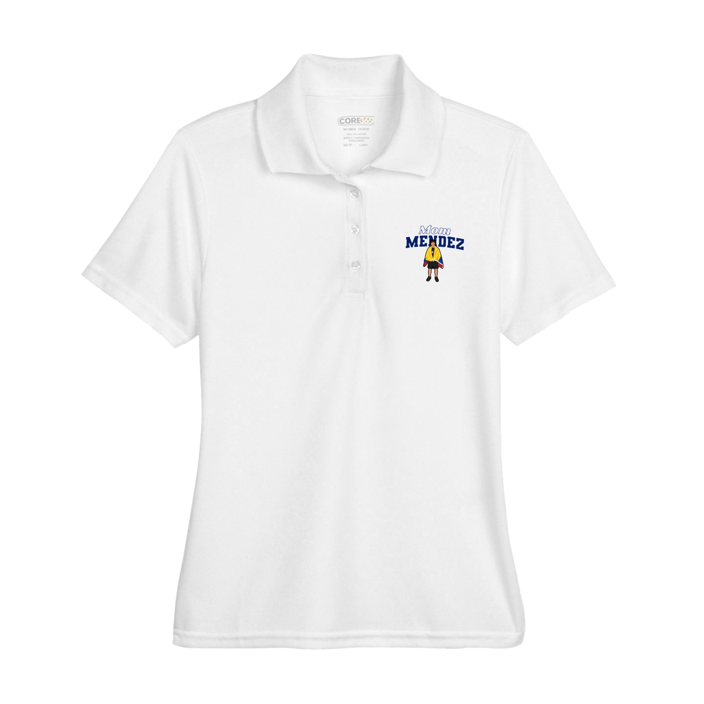 Womens Performance Polo — Mothers Day Block in White