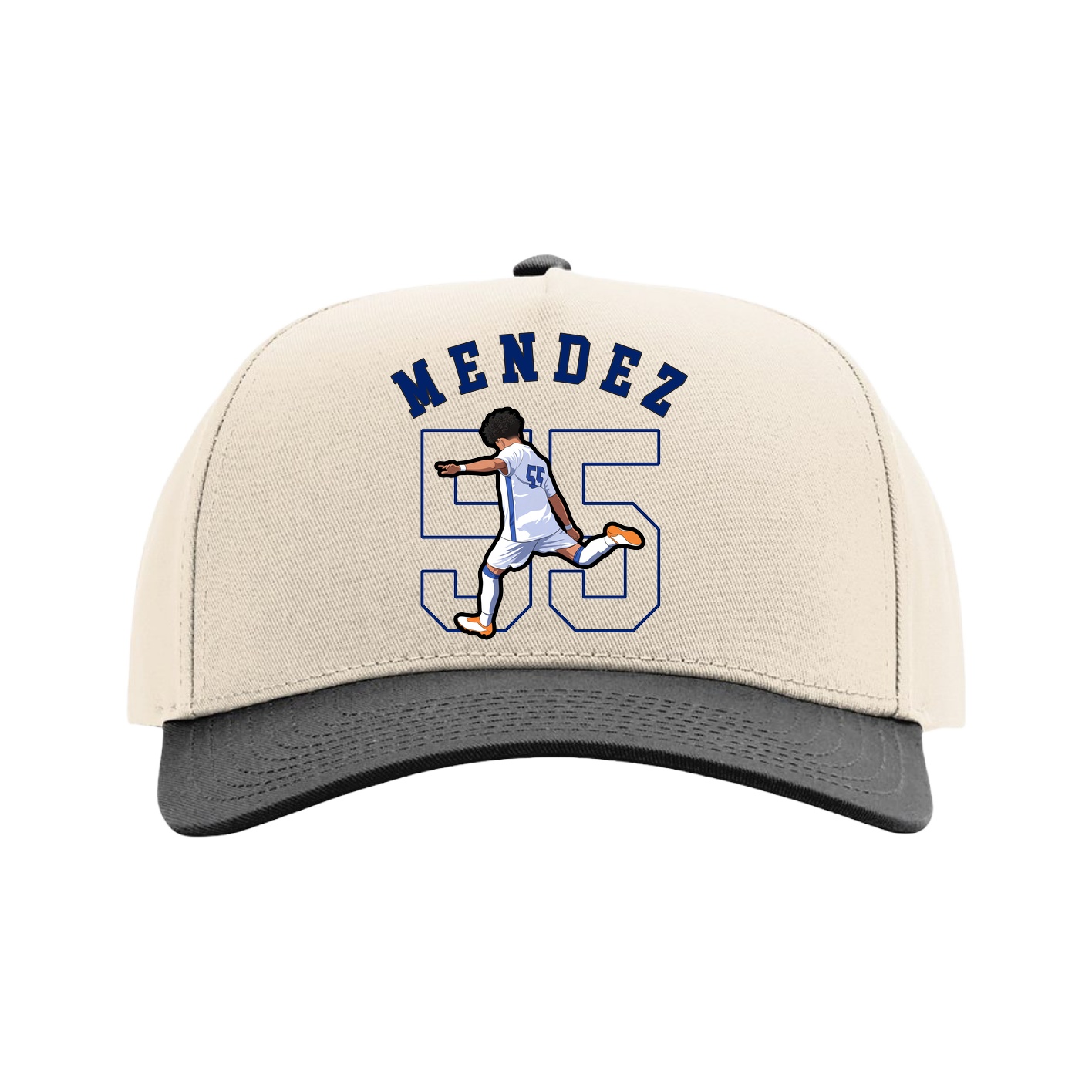 Full Fabric Five-Panel Champ Cap — Shirsey Arch in Cream/Black