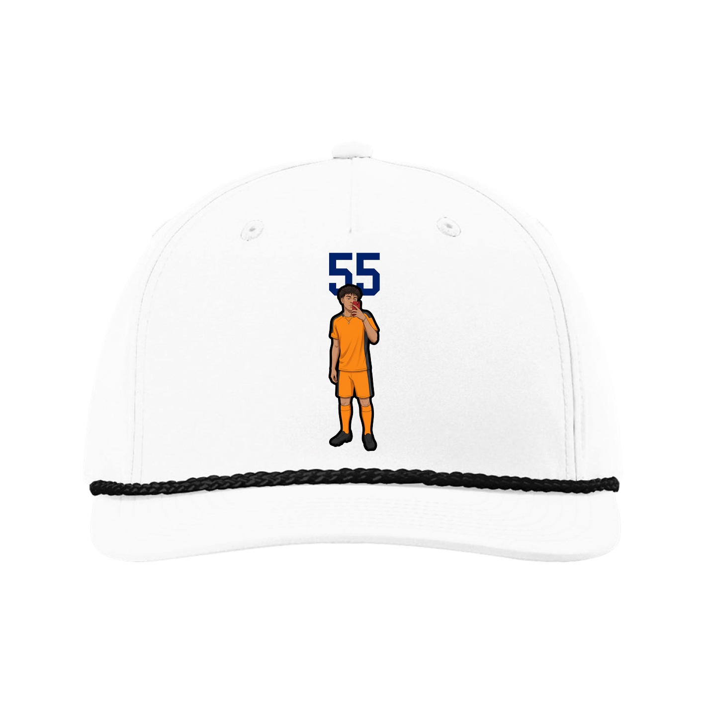 Five-Panel Classic Rope Cap — Number Top in White