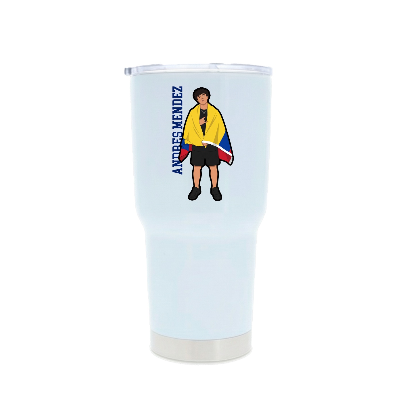 30oz Stainless Steel Tumbler — Name Vertical in White