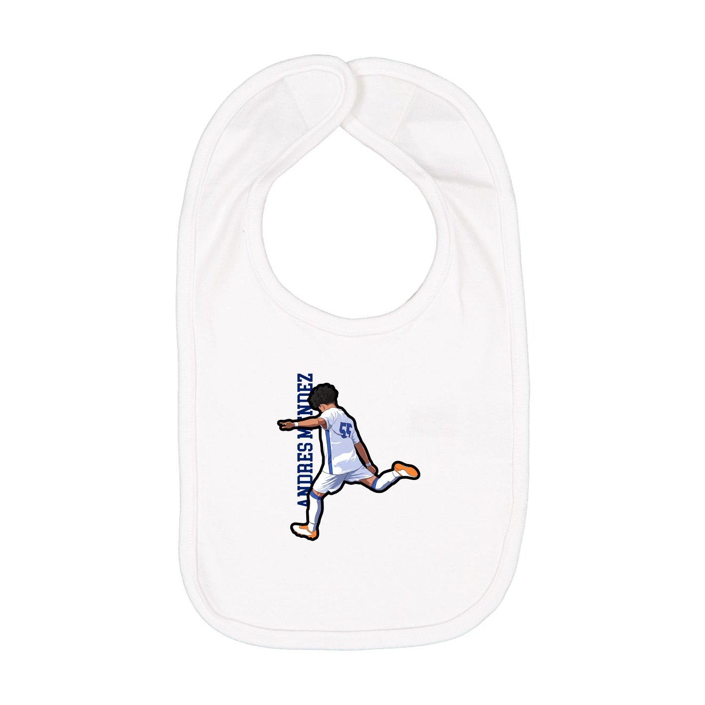 Infant Bib — Name Vertical in White