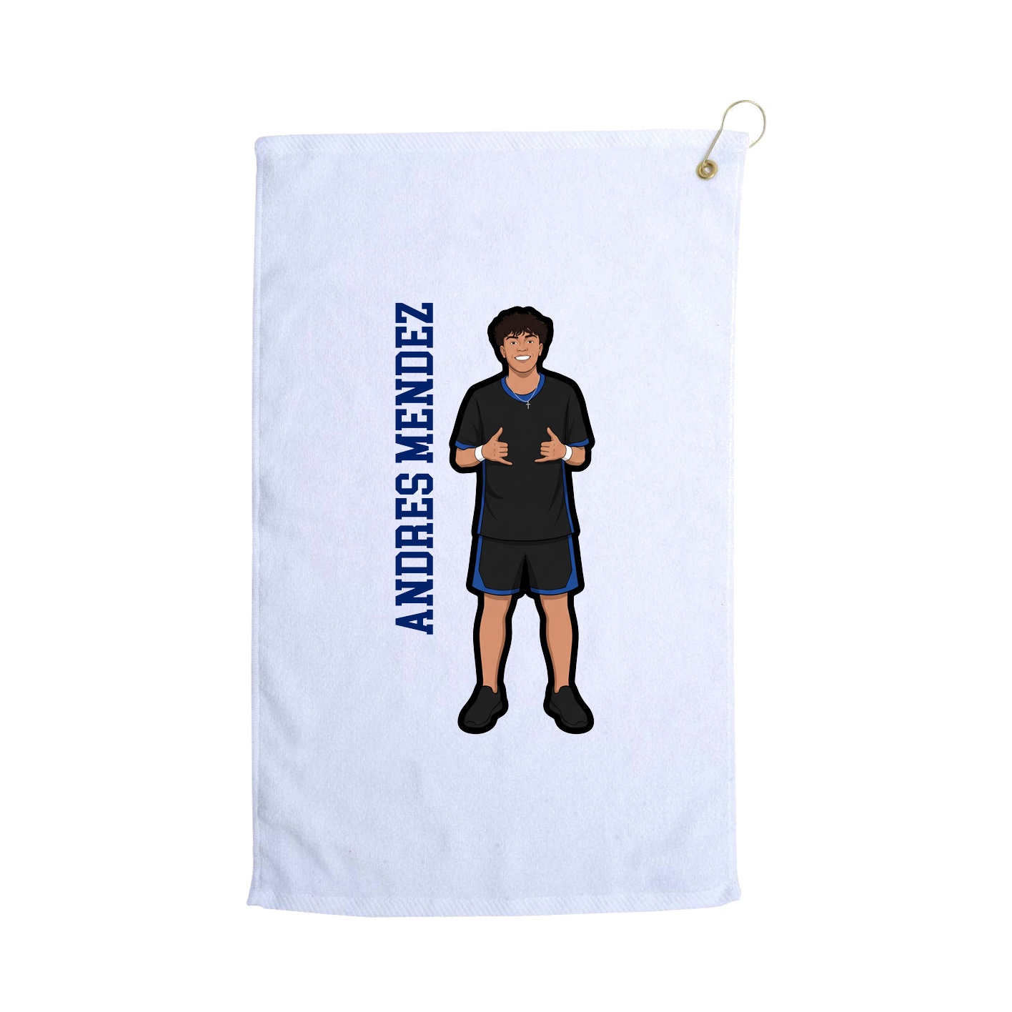 Golf Towel — Name Vertical in White