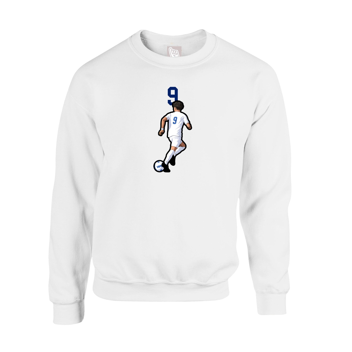 Fleece Crew — Number Top in White