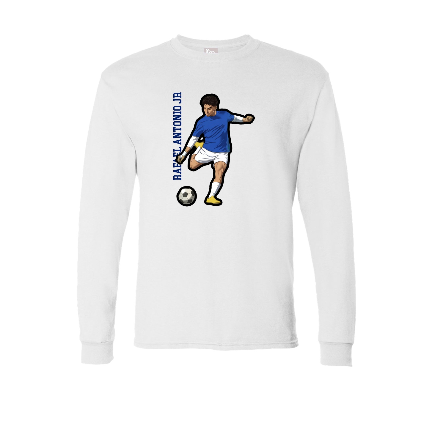Long Sleeve Tee — Name Vertical in White