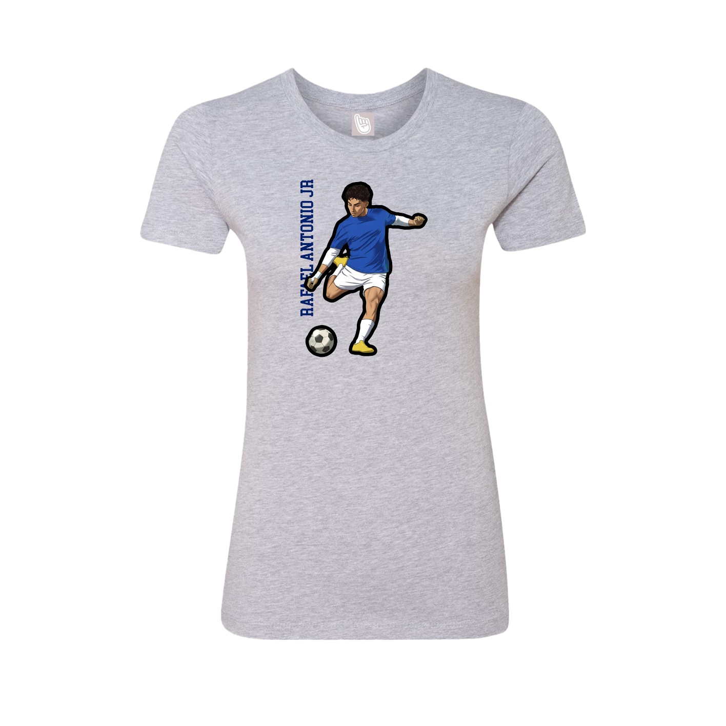 Fitted Women's Tee — Name Vertical in Grey