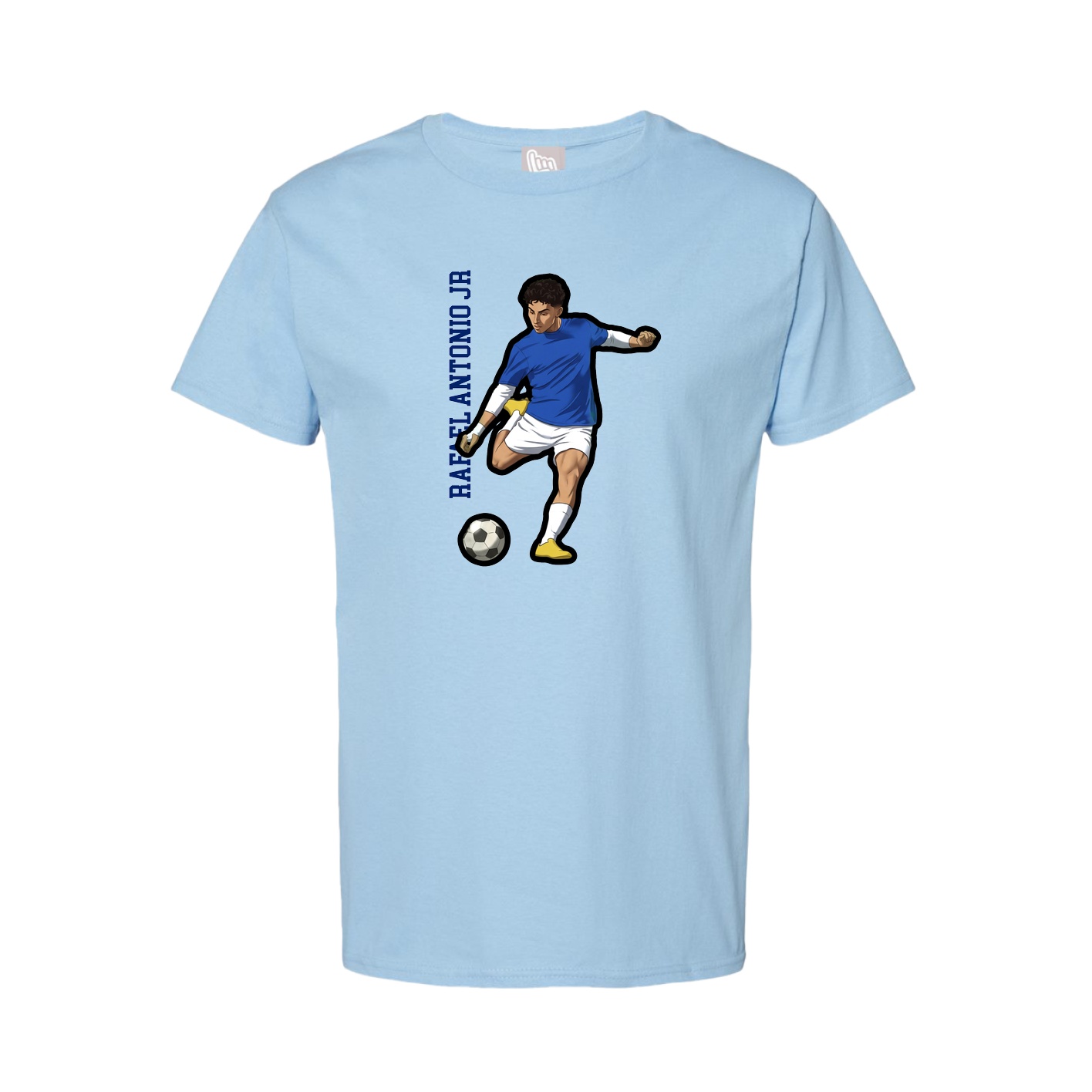 Youth Tee — Name Vertical in Light Blue
