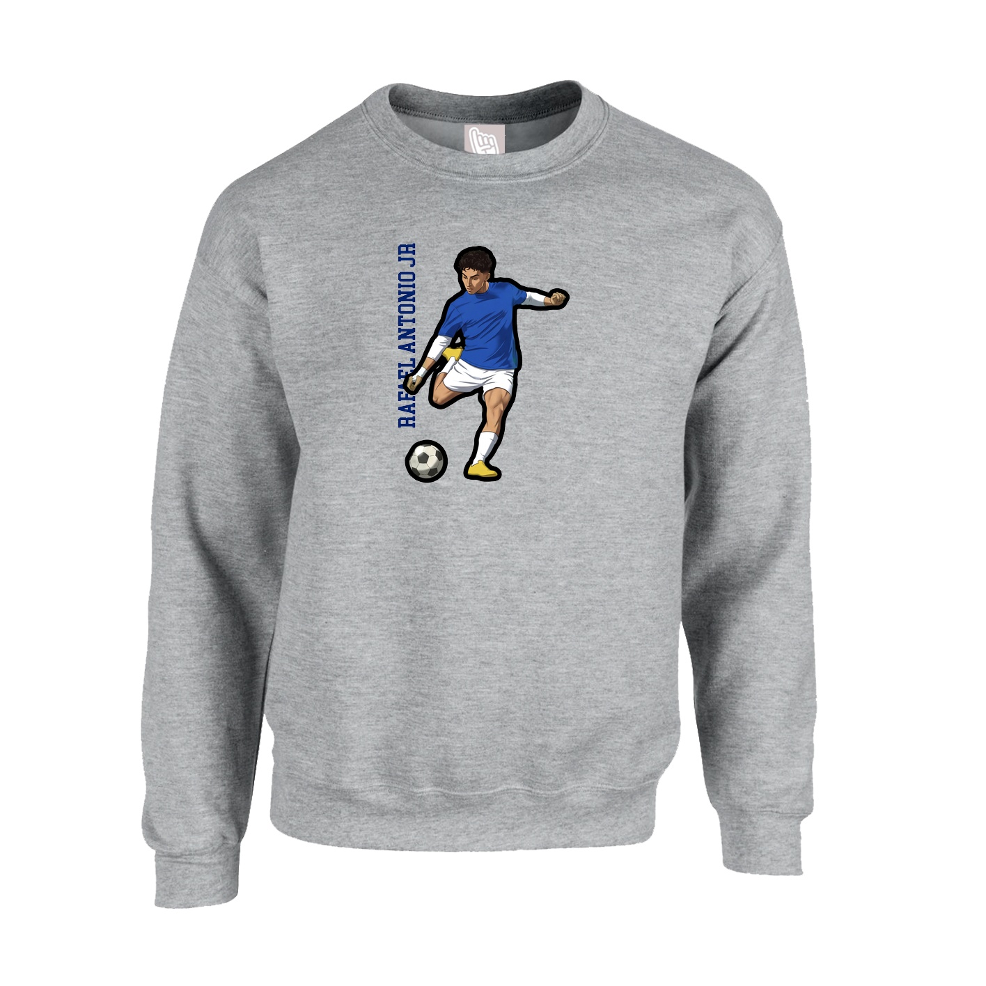 Fleece Crew — Name Vertical in Grey