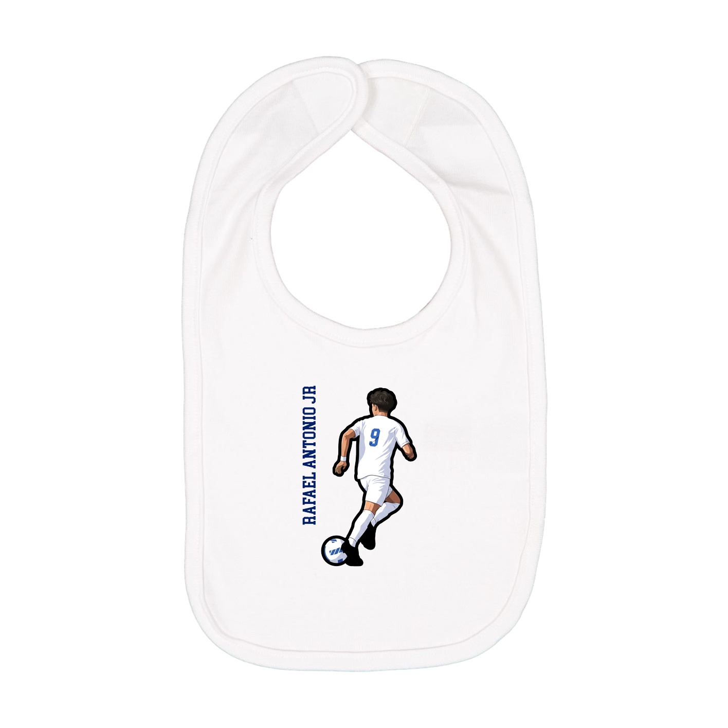 Infant Bib — Name Vertical in White