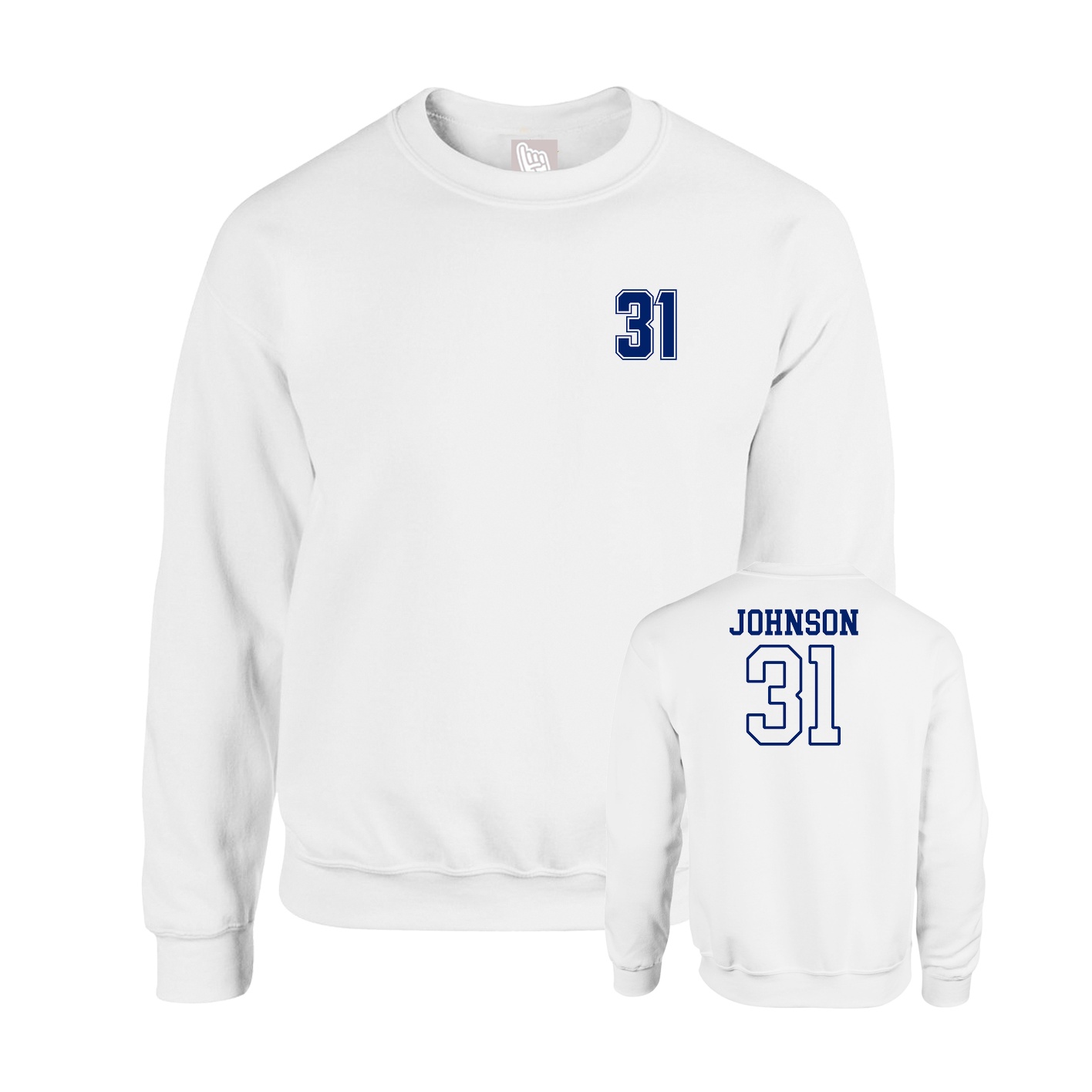 Fleece Crew — Chest Back in White