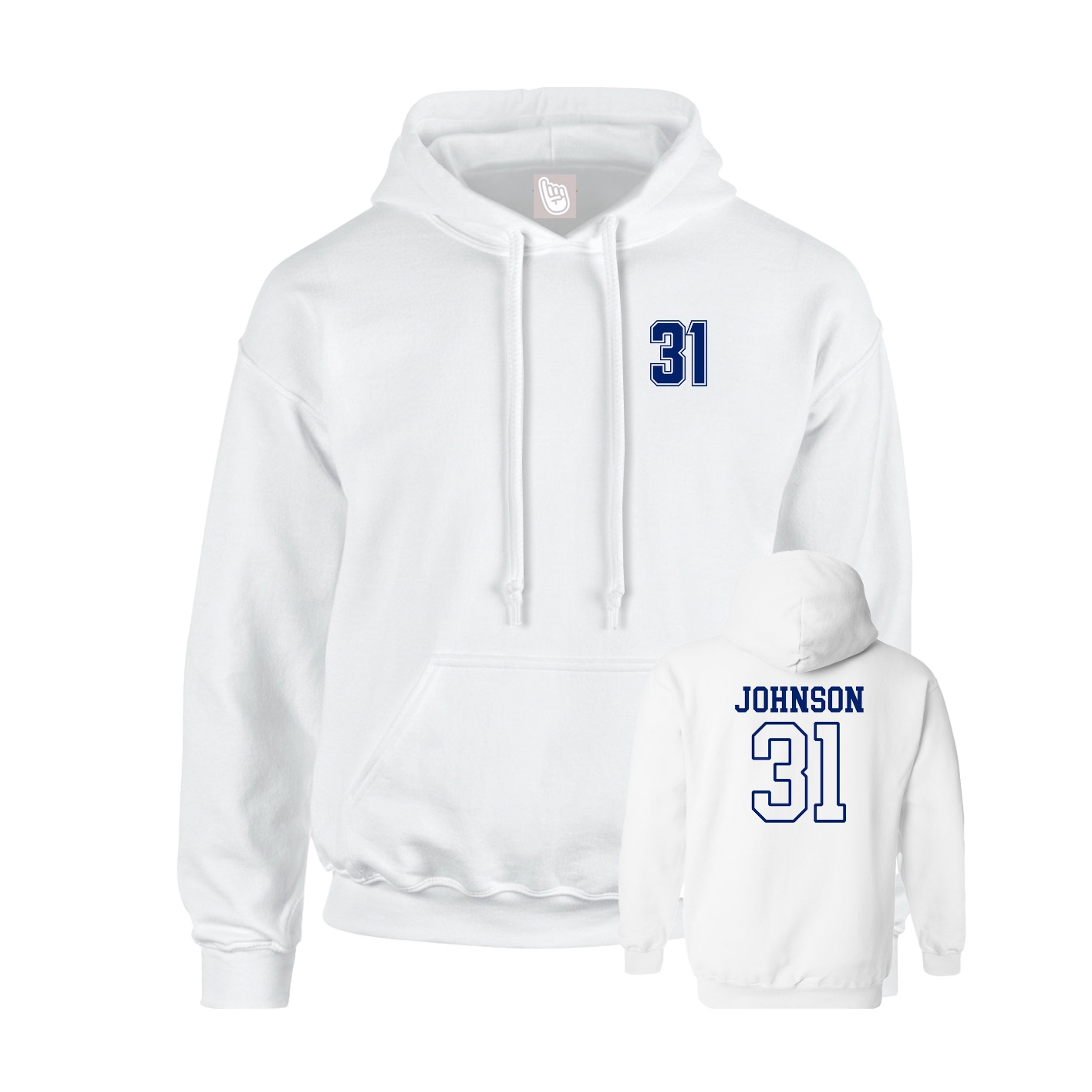 Youth Hoodie — Chest Back in White