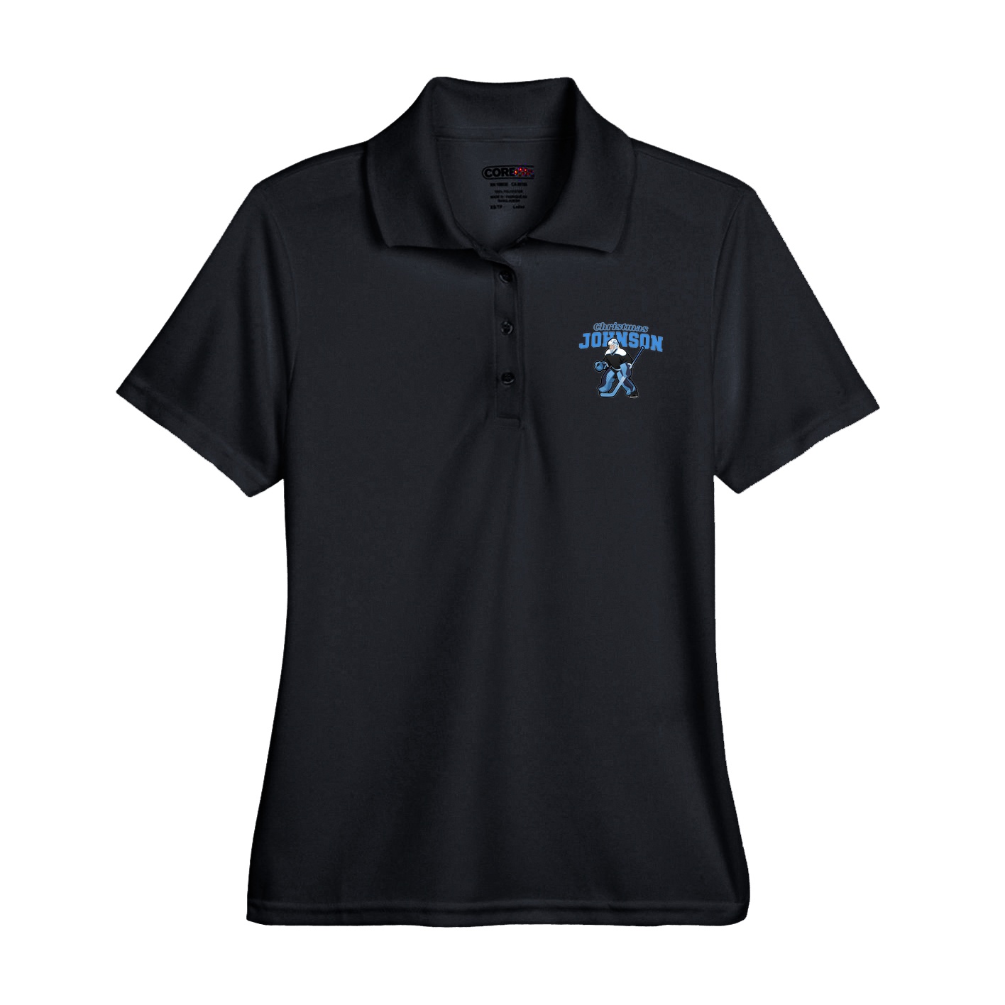 Womens Performance Polo — Name Arch in Black
