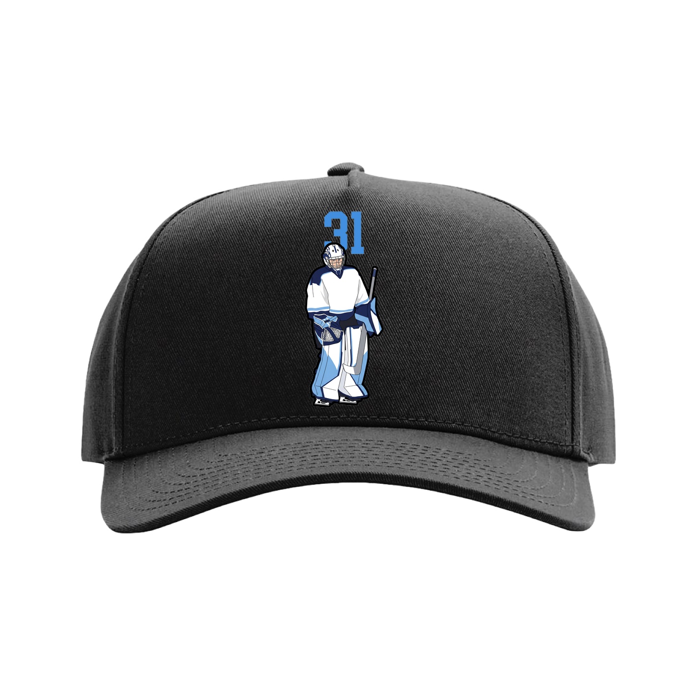 Full Fabric Five-Panel Champ Cap — Number Top in Black