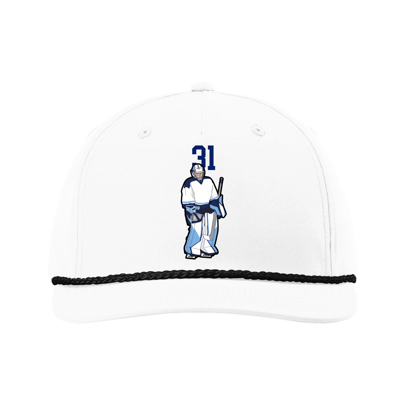 Five-Panel Classic Rope Cap — Number Top in White