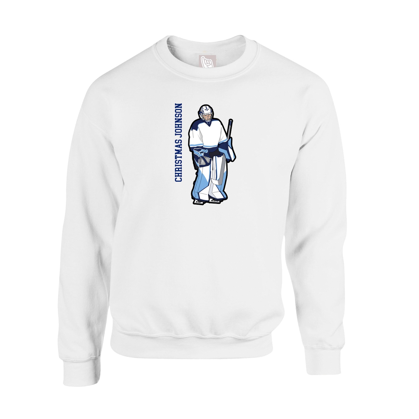 Fleece Crew — Name Vertical in White