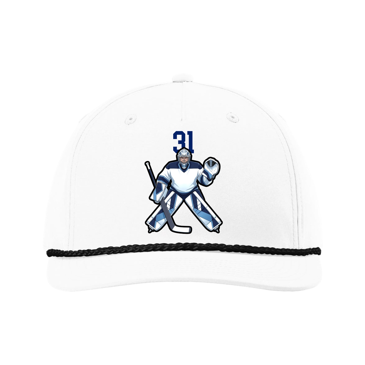 Five-Panel Classic Rope Cap — Number Top in White