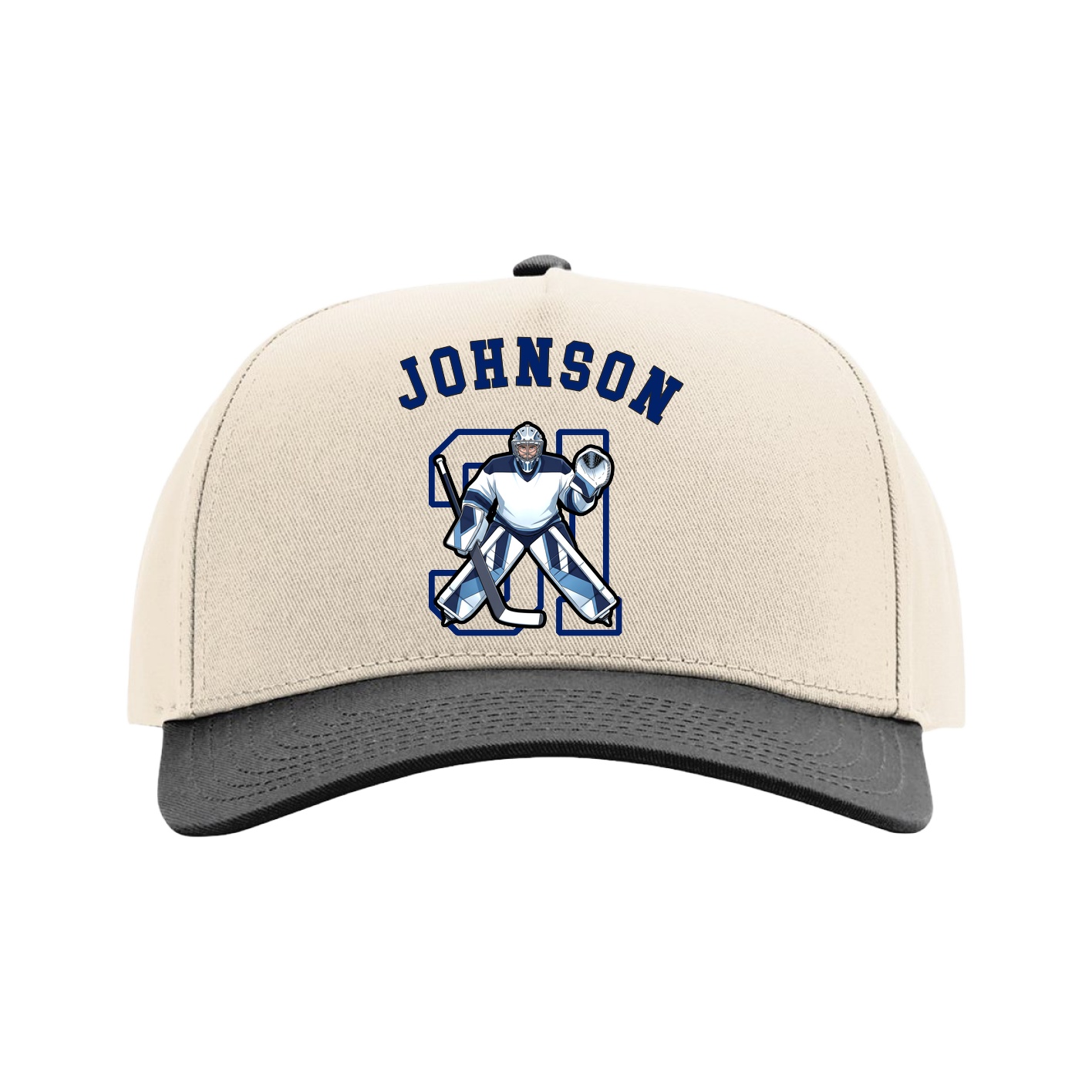 Full Fabric Five-Panel Champ Cap — Shirsey Arch in Cream/Black