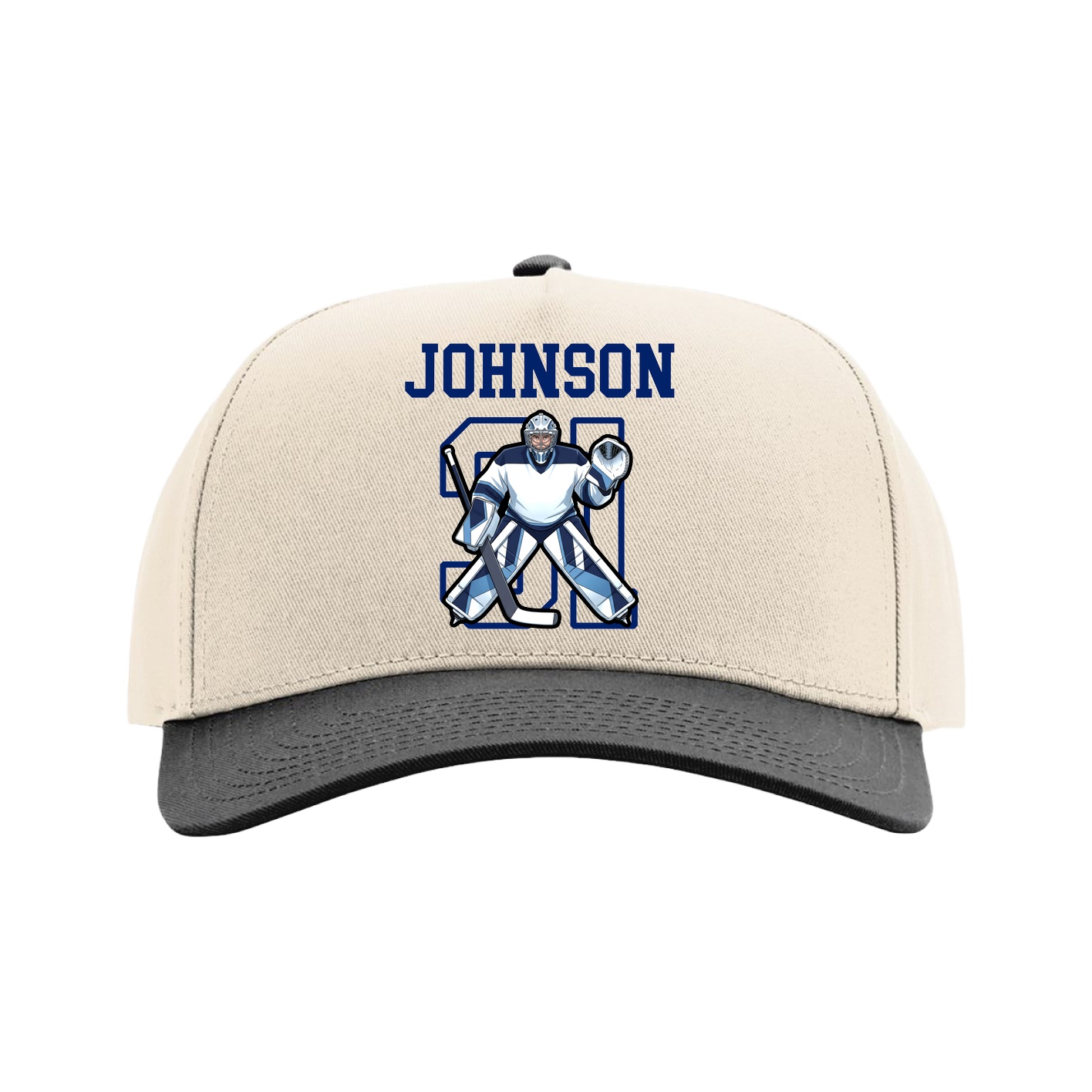 Full Fabric Five-Panel Champ Cap — Shirsey in Cream/Black