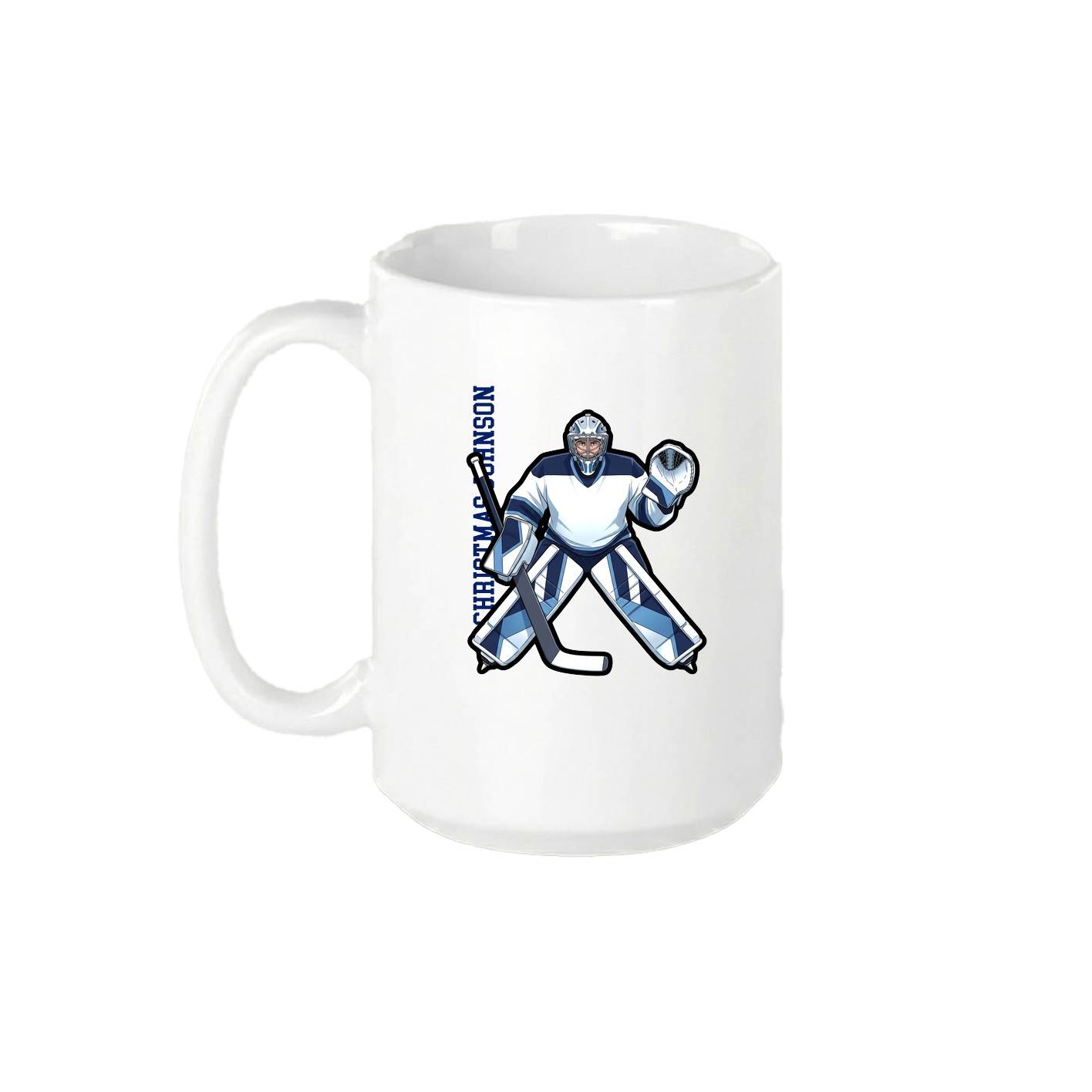 15oz Coffee Mug — Name Vertical in White