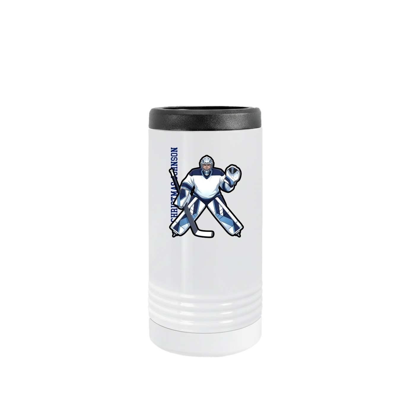 Slim Beverage Holder — Name Vertical in White