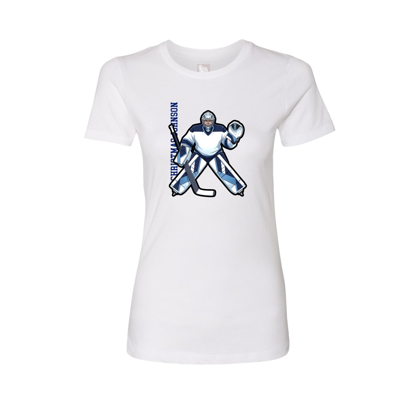 Womens Tee — Name Vertical in White