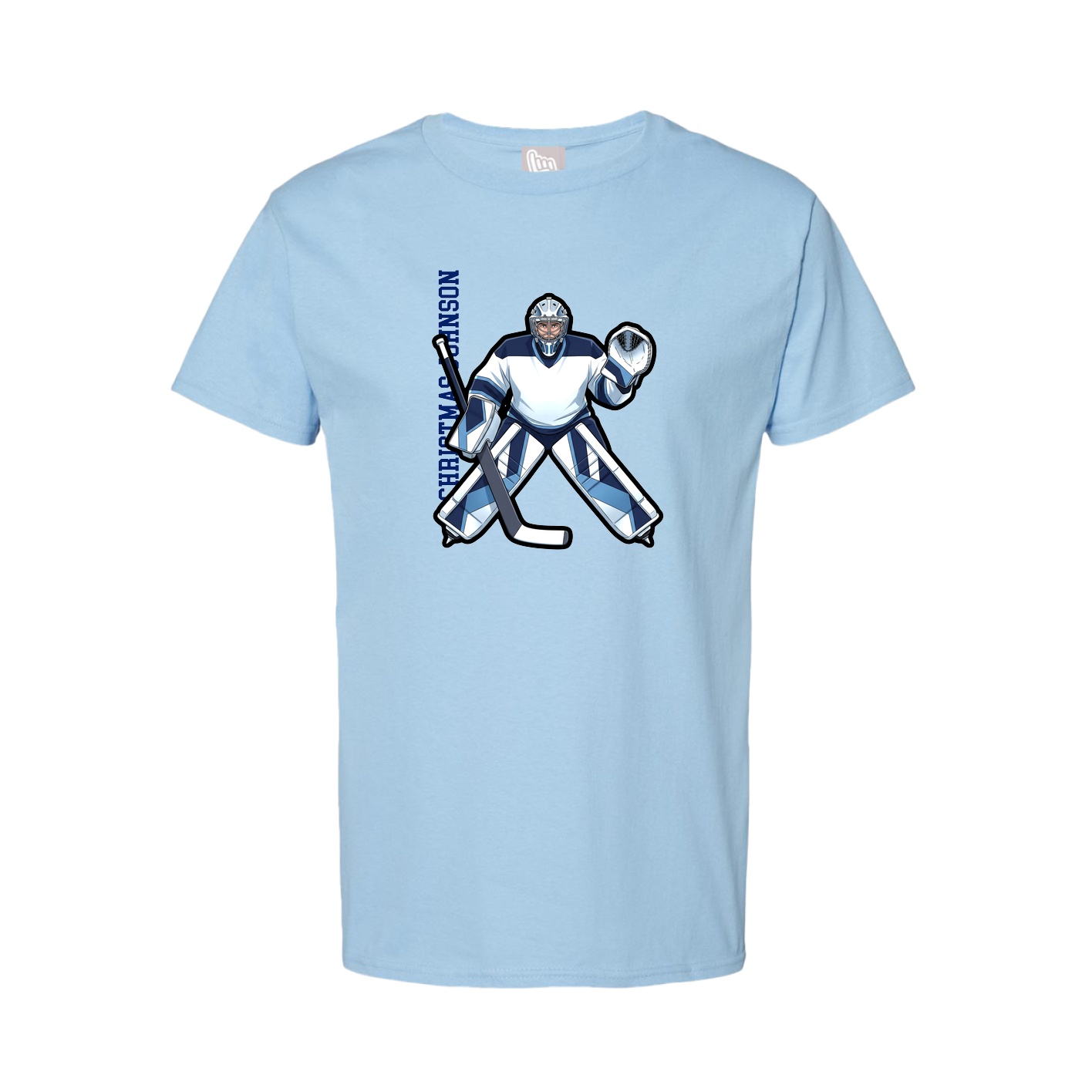 Youth Tee — Name Vertical in Light Blue
