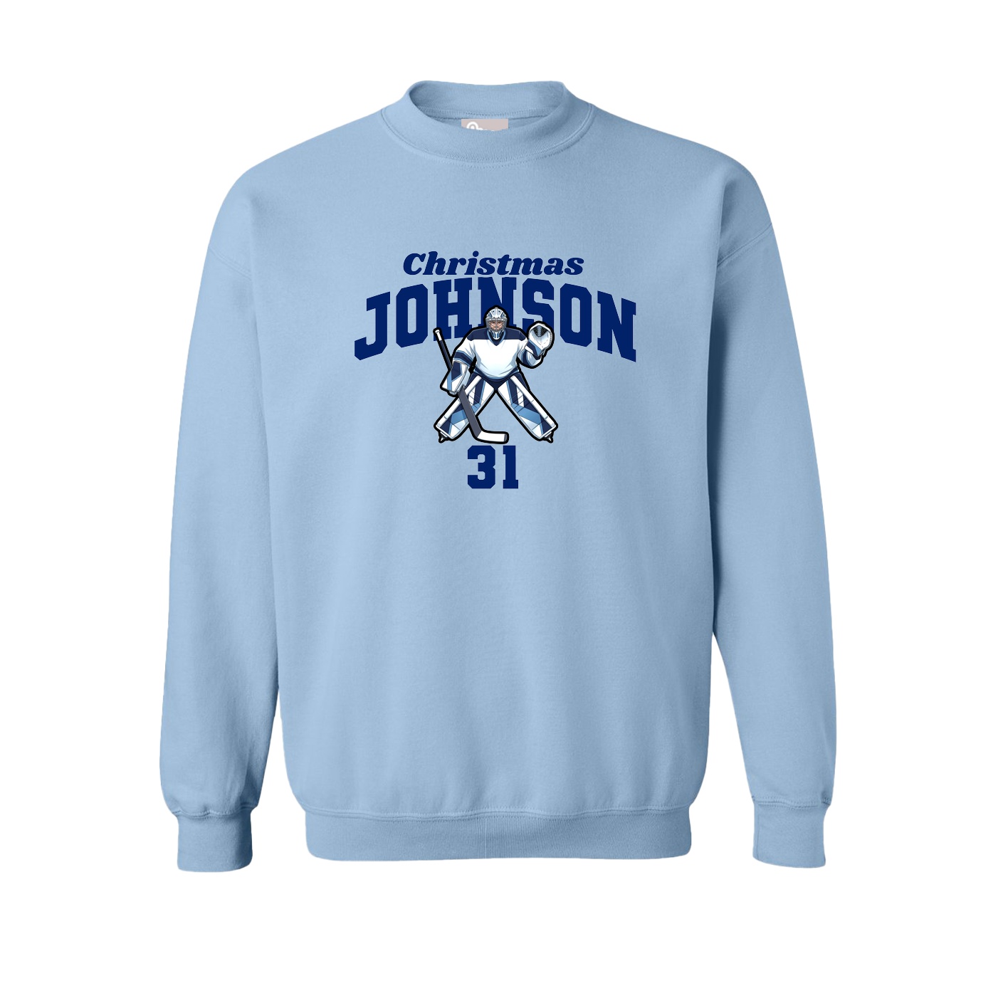 Fleece Crew — Signature Arch in Light Blue