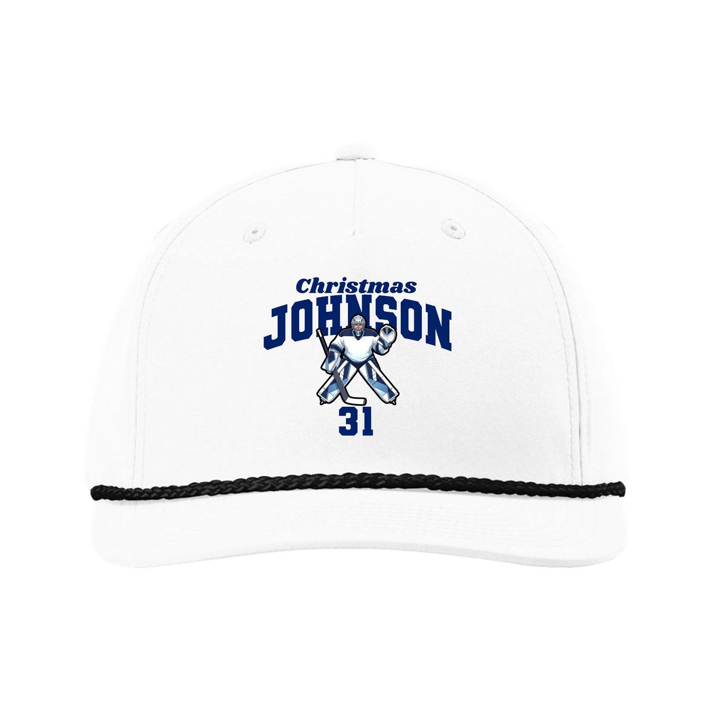 Five-Panel Classic Rope Cap — Signature Arch in White