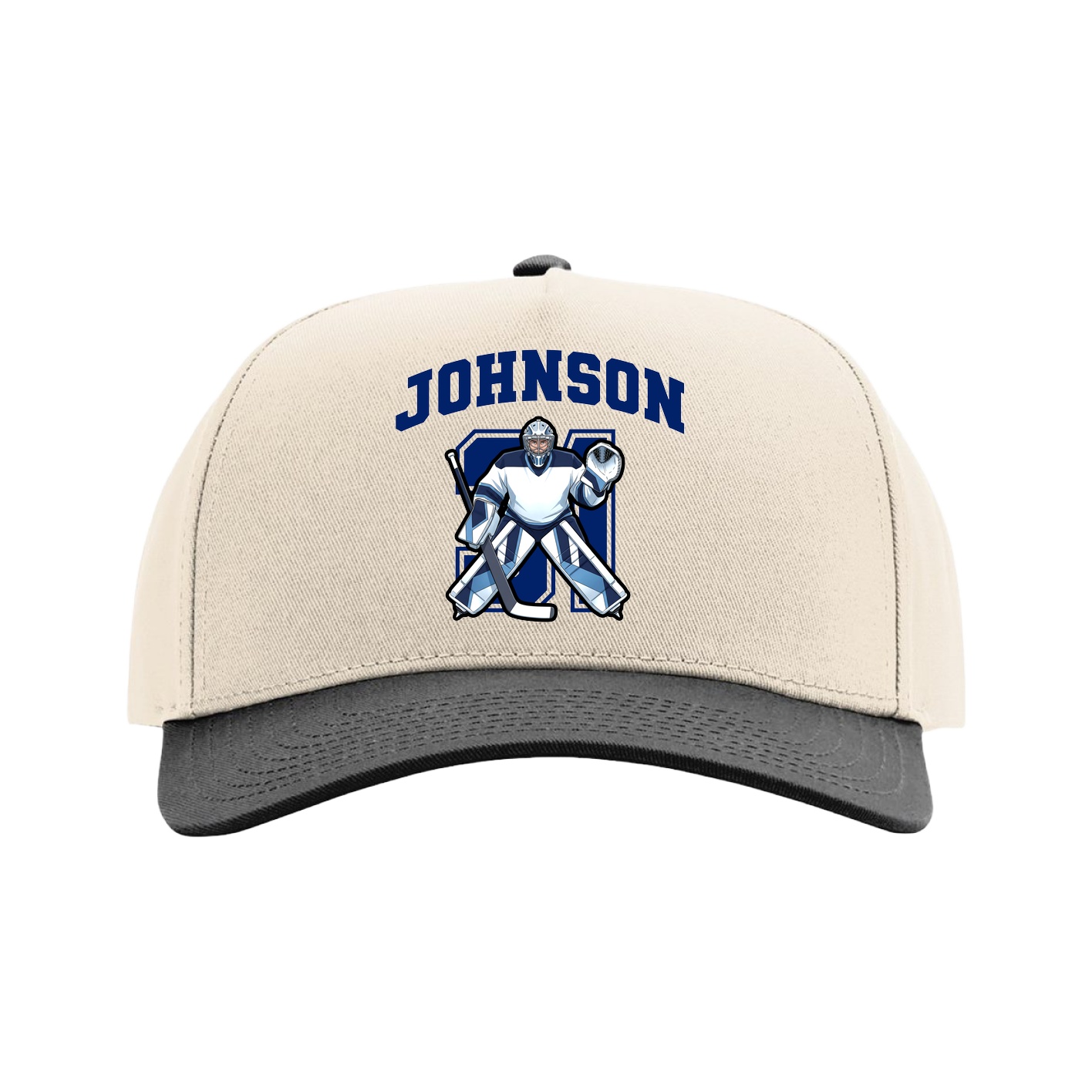 Full Fabric Five-Panel Champ Cap — Number in Cream/Black